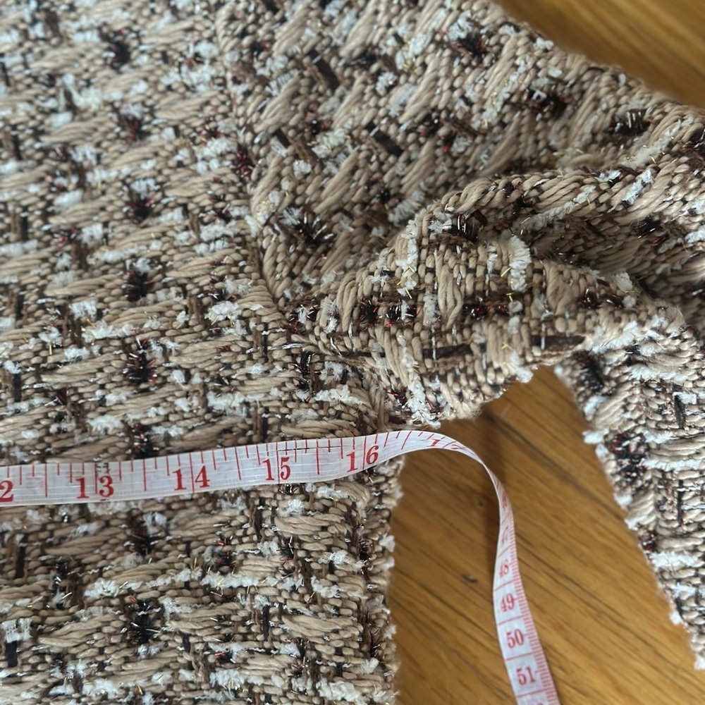 NWT SHUG Women’s Multi Tweed 3/4 Sleeve Top Beige Brown Holiday Size XS - Picture 8 of 11